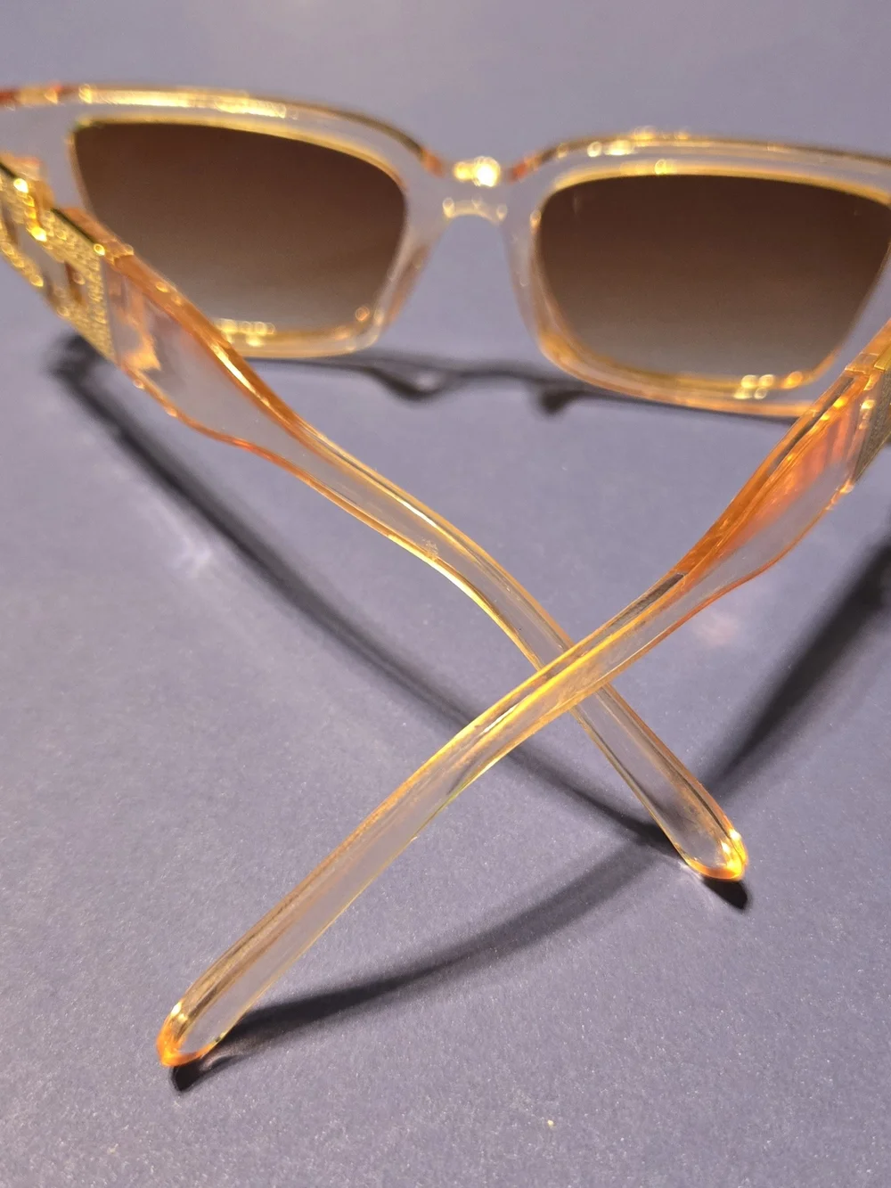 Transparent Amber Sunglasses with Brown Lenses